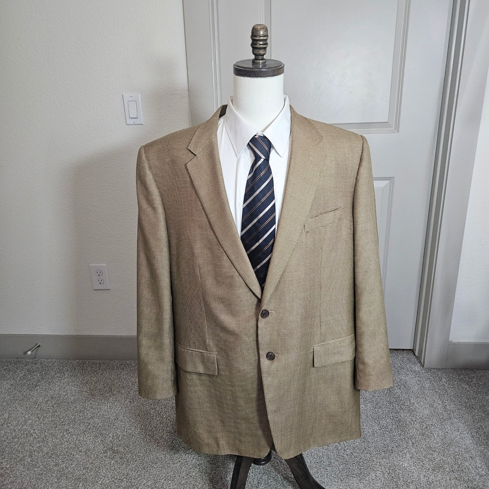 Corneliani Mens 50R Tan Virgin Wool Silk Blazer Sport Coat Made in Italy VOGUE